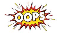 Comic book style OOPS explosion burst with red yellow starburst rays isolated on transparent background for pop art designs and error messages.