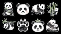Panda bear collection isolated on transparent background, ready for t-shirt design, clipart, stickers, sublimation and print-on-demand products.