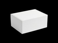 Blank white rectangular box isolated on transparent background, ready for packaging design, branding, product mockups, and print-on-demand applications.
