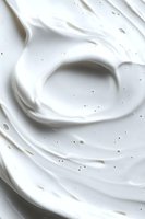 Swirled white cream texture with soft peaks and subtle air bubbles creating luxurious cosmetic or food background for advertising and packaging design.