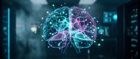 Digital brain with glowing neural networks and data connections in futuristic technology environment for AI and machine learning concepts.