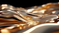 Luxurious flowing metallic copper and gold waves create abstract smooth curves and reflective surfaces with dramatic lighting effects and glossy texture.