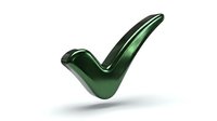 Glossy green checkmark symbol isolated on white background, suitable for web design, user interface elements, approval badges, and marketing materials.