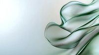 Elegant flowing curves in mint green and silver create smooth abstract waves against light background, suitable for modern minimalist design projects.