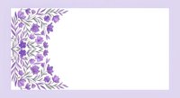 Purple floral border frame with delicate leaves and flowers on white background for wedding invitations, greeting cards and feminine design projects.