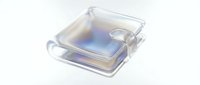 Transparent acrylic storage box with gradient blue and white liquid inside, isolated on white background for product design and packaging mockups.