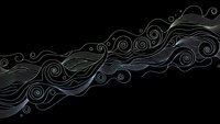 Abstract flowing lines with swirls and curves in white outline style on black background for modern graphic design and decorative elements.