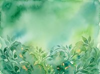 Watercolor foliage border with green leaves and botanical elements on soft gradient background, suitable for invitations, cards, and design projects.