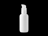 White pump bottle dispenser isolated on transparent background, ready for cosmetics, skincare, and beauty product design use on t-shirts, stickers, and print-on-demand items.