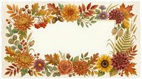 Autumn floral frame with chrysanthemums, sunflowers, roses, berries, and fall leaves on white background, isolated for greeting cards and invitations.