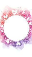Pink watercolor heart frame with decorative swirls and white center space for romantic Valentine's Day cards, wedding invitations or love messages.