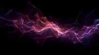 Abstract purple pink lightning energy waves flowing on black background for digital art projects and creative designs.