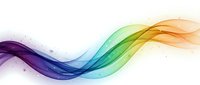 Abstract colorful wave flowing across white background with rainbow gradient from purple to orange creating dynamic motion for modern design projects.
