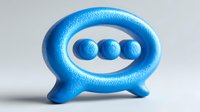 Blue textured speech bubble with three dots symbolizing message typing or conversation on white background for communication design projects.