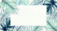 Watercolor tropical foliage frame with mint and navy leaves on white background, isolated design element for invitations, cards, and digital projects.