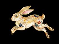Decorative golden rabbit with jeweled accents, isolated on transparent background. Ready for t-shirt designs, clipart, stickers, sublimation, print-on-demand products and digital crafts.