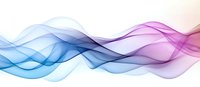 Flowing abstract waves in blue and pink gradient colors create dynamic motion on white background, suitable for modern business designs and presentations.