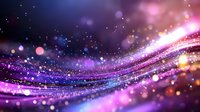 Abstract cosmic wave with glowing particles and bokeh effects in purple and pink colors against dark background, creating magical atmosphere.