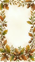 Autumn oak leaves and acorns frame isolated white background, ready for invitations, cards, posters, and seasonal design projects.