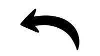 Black curved arrow pointing left isolated on white background for web design, presentations and graphic projects.