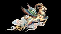 Ornate winged lion with decorative clouds, isolated on transparent background. Ready for t-shirt design, clipart, stickers, sublimation, and print-on-demand products.