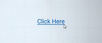 Click Here hyperlink text with cursor arrow on grid paper background, web design and UI concept for digital marketing.