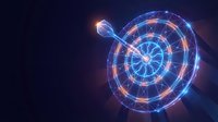 Futuristic spiral energy vortex with glowing blue and orange light effects on dark background for technology and science fiction concepts.