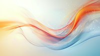 Flowing abstract waves in orange, red and blue colors with soft gradient background and light sparkle effects create dynamic motion and energy for modern design projects.