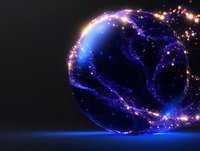 And purple energy streams against dark background, creating magical ethereal effect for space and fantasy designs.