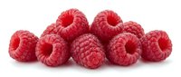 Red raspberries isolated on white background, fresh ripe berries for food, nutrition, and healthy eating designs.