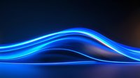 Glowing blue light trails create dynamic waves against dark background, abstract modern design element for technology and motion concepts.