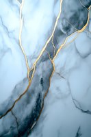 Luxury marble texture in blue and white with gold veining creates elegant natural stone effect. Abstract fluid art background with metallic cracks pattern.