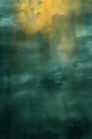 Abstract emerald green background with golden yellow highlights creating atmospheric depth and texture, suitable for artistic layouts and design projects.