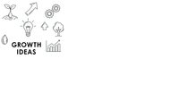 Business growth concept with hand-drawn icons including lightbulb, charts, gears and plant sprout on white background for presentations and marketing materials.