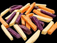 Colorful mixed vegetable fries isolated on transparent background, ready for food packaging, menu design, stickers, print on demand, and T-shirt clipart use.