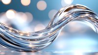 Abstract flowing glass ribbons with warm bokeh lights creating elegant wave motion for modern design backgrounds.