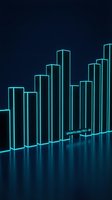 Neon glowing bar chart with upward trend showing growth analytics on dark background, representing business success and financial data visualization.
