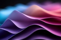 Smooth flowing waves in vibrant purple, pink and blue colors create abstract background with soft gradients and elegant curves. For modern design projects.