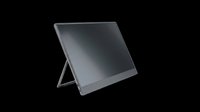 Portable touchscreen monitor with stand isolated on transparent background, ready for clipart, print-on-demand, t-shirt design, sublimation, and digital design projects.