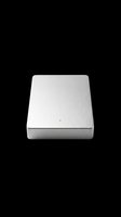 Portable external hard drive with brushed silver aluminum casing, isolated on transparent background. Ready for tech clipart, stickers, t-shirt design, and print on demand use.