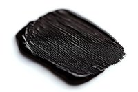 Black paint smear with textured brushstrokes on white isolated background shows rich detail and dynamic movement, suitable for artistic and design projects.