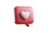 Pink social media notification bubble with white heart icon on isolated background, modern minimal design for social network and engagement concepts.