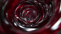 Mesmerizing dark red spiral vortex with metallic reflections creates dramatic depth and motion effect, abstract background pattern for creative designs.