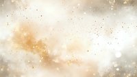 Dreamy golden bokeh background with floating glitter particles and soft blurred light effects creates magical atmospheric mood for festive designs.