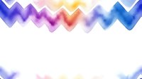 Watercolor zigzag border with gradient colors transitioning from purple, pink, yellow to blue on white background. Isolated design element suitable for invitations, cards, and web graphics.