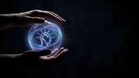 Human hands protecting glowing brain with neural connections in digital holographic sphere representing mental health care and cognitive protection concept.
