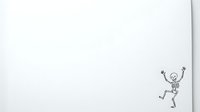 Isolated stick figure character with raised arms in celebratory pose on white background, suitable for web design, presentations, educational materials, and clipart applications.