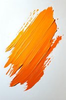 Vibrant orange paint stroke on white background, textured acrylic brushwork with dynamic movement and expressive artistic style.