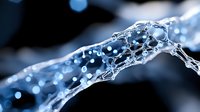 Frozen water droplets create delicate crystalline formations with bokeh light effects in blue tones, capturing intricate patterns of ice and moisture in macro photography.