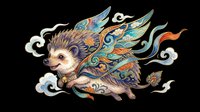 Hedgehog with ornate decorative wings and swirling patterns, isolated on transparent background. Ready for t-shirt design, clipart, stickers, sublimation, print-on-demand products and digital crafts.
